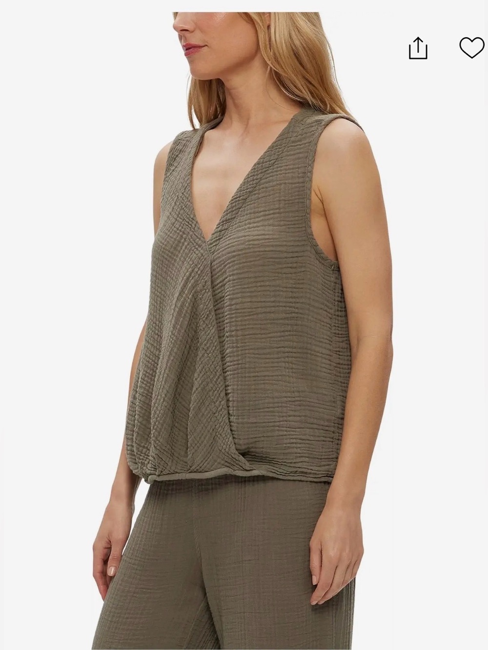 Michael Stars Kate Surplice Tank Light Blue Breezi Resort Beachy , XS - Picture 4 of 9